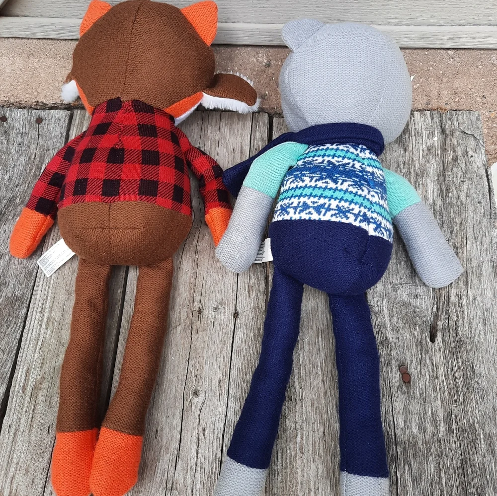 Lot 2 Spark stuffed animals Fox & Racoon rattles Long Legs